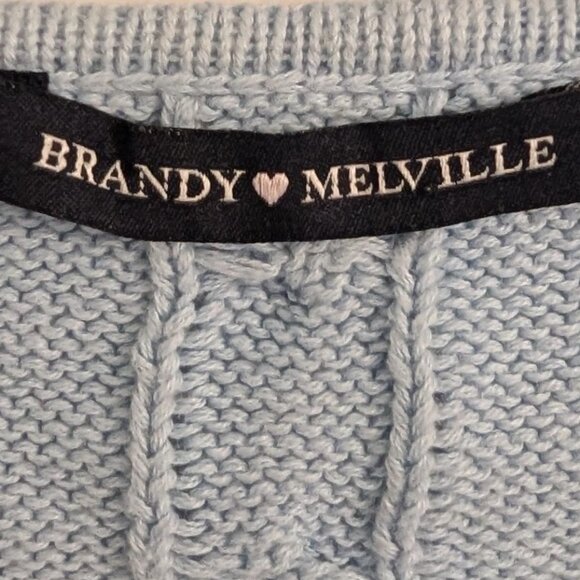 Brandy Melville Women’s Cropped Cable Knit Cotton Cardigan – Button Front, Small - Picture 6 of 8